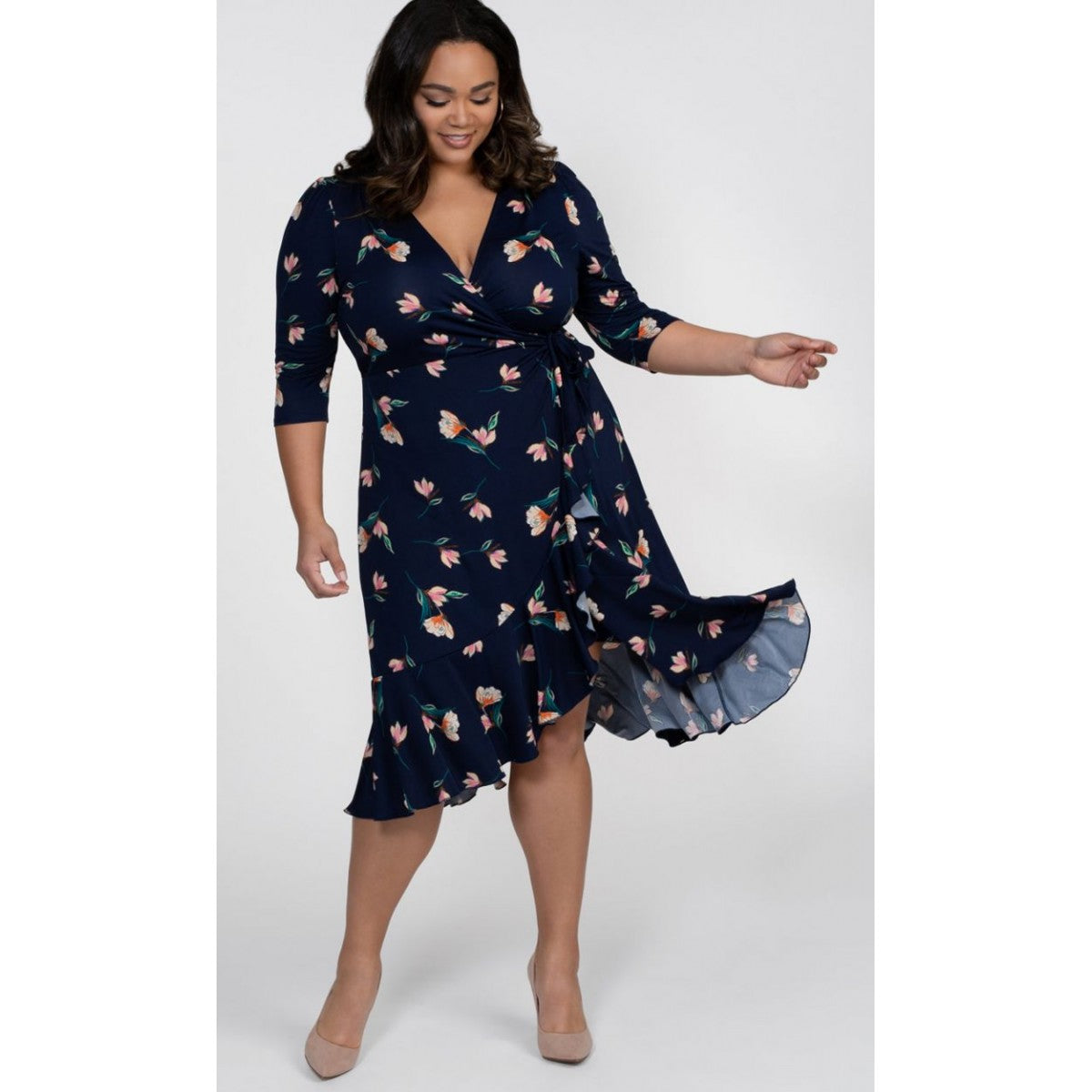 Kiyonna - Flirty Flounce Wrap Dress ...